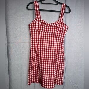 Red and white gingham dress